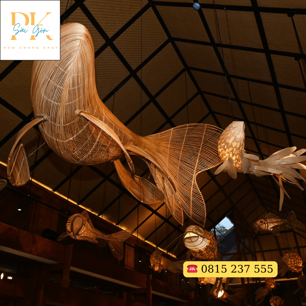 The Waterfront Hoi An – Dấu Ấn Thiết Kế Xanh Giữa Phố Cổ 1 Trần cót ép nhân tạo như một tác phẩm nghệ thuật đậm chất Hội An