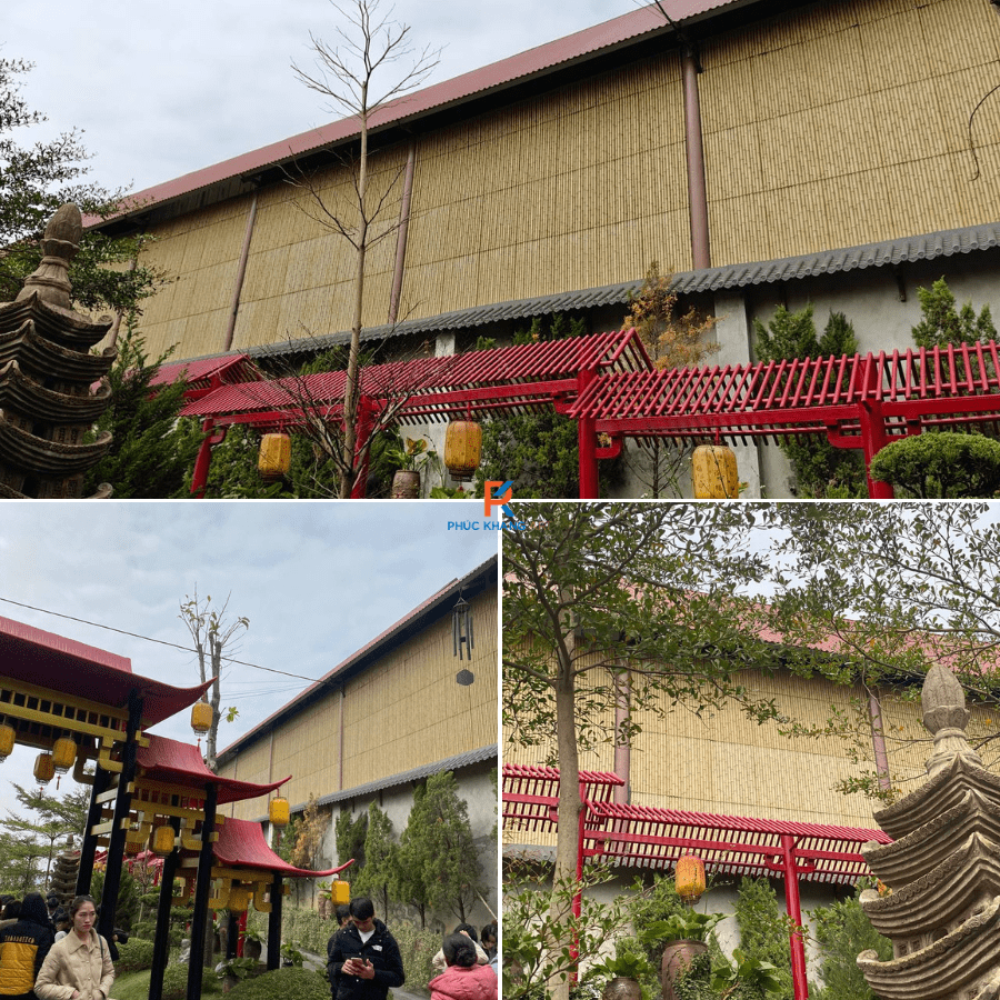 Hướng Dẫn Thi Công Tấm Tre Nhân Tạo - 4 Không Gian Phù Hợp Để Thay Áo Mới Với Tre Nhân Tạo 7 Tấm tre dựng vách tại chùa Cây Thị - Hà Nam