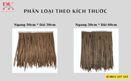 Phân loại rơm nhân tạo theo kích thước